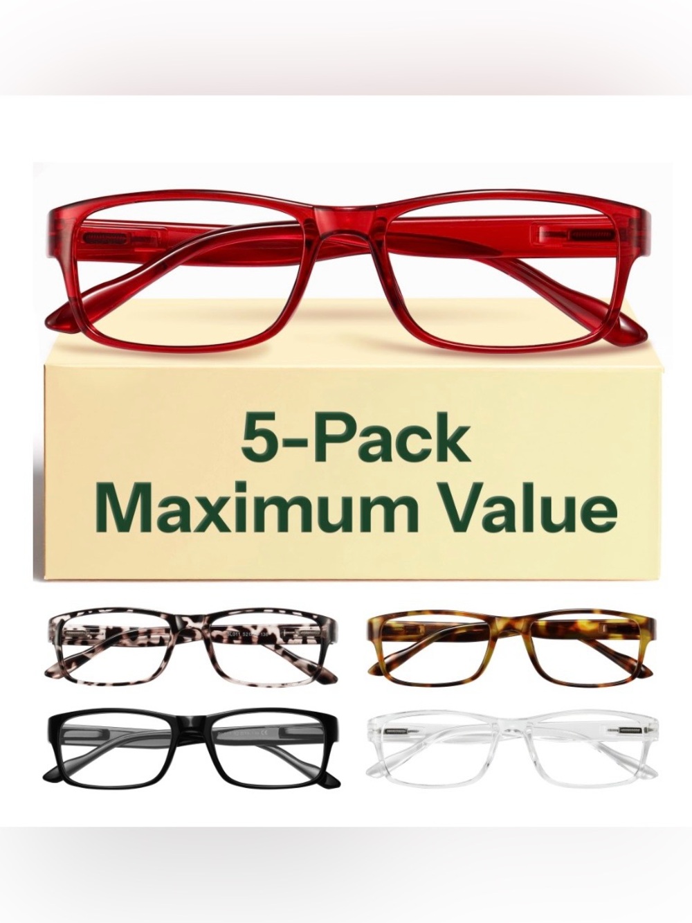5-Pack Blue-Light Blocking READING GLASSES - ADULT